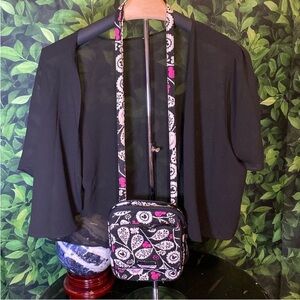 Vera Bradley Disney Parks Paisley Black & Pink Crossbody Bag w Mickey Mouse EUC